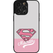 Coque iPhone 14 Pro Max - Silicone rigide noir Mom 2024 Super hero maman