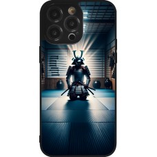 Coque iPhone 14 Pro Max - Silicone rigide noir Samouraï en prière