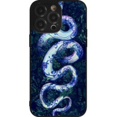 Coque iPhone 14 Pro Max - Silicone rigide noir Serpent Blue Anaconda