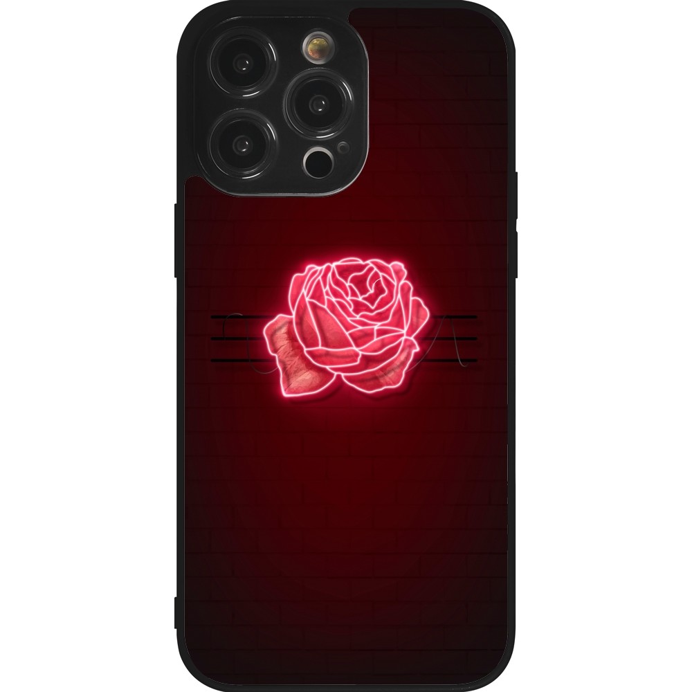 Coque iPhone 14 Pro Max - Silicone rigide noir Spring 23 neon rose