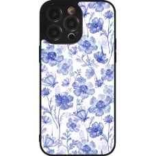 Coque iPhone 14 Pro Max - Silicone rigide noir Spring 23 watercolor blue flowers