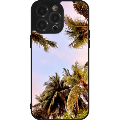 Coque iPhone 14 Pro Max - Silicone rigide noir Summer 2023 palm tree vibe