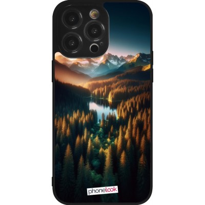 Coque iPhone 14 Pro Max - Silicone rigide noir Sunset Forest Lake