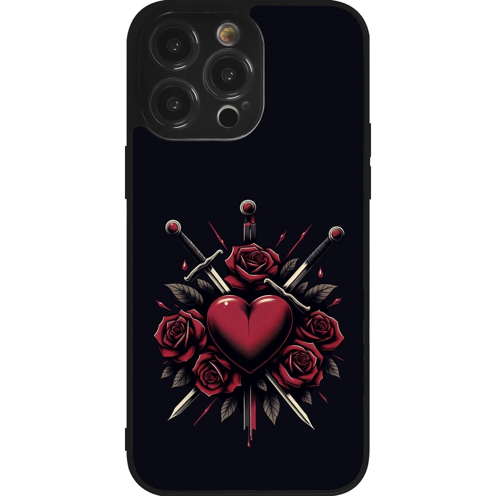 Coque iPhone 14 Pro Max - Silicone rigide noir Valentine 2024 gothic love