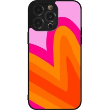 Coque iPhone 14 Pro Max - Silicone rigide noir Valentine 2024 heart gradient