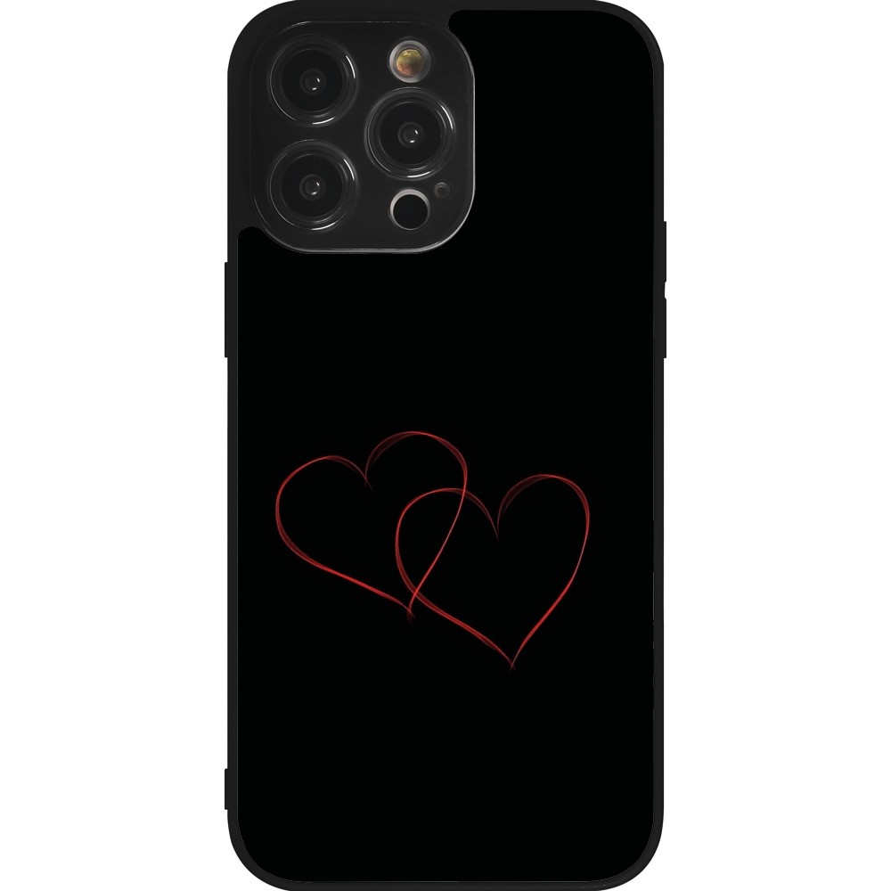 Coque iPhone 14 Pro Max - Silicone rigide noir Valentine 2023 attached heart