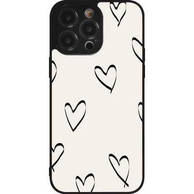 Coque iPhone 14 Pro Max - Silicone rigide noir Valentine 2023 minimalist hearts