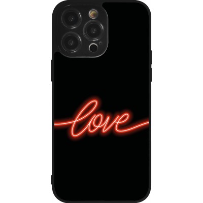 Coque iPhone 14 Pro Max - Silicone rigide noir Valentine 2023 neon love