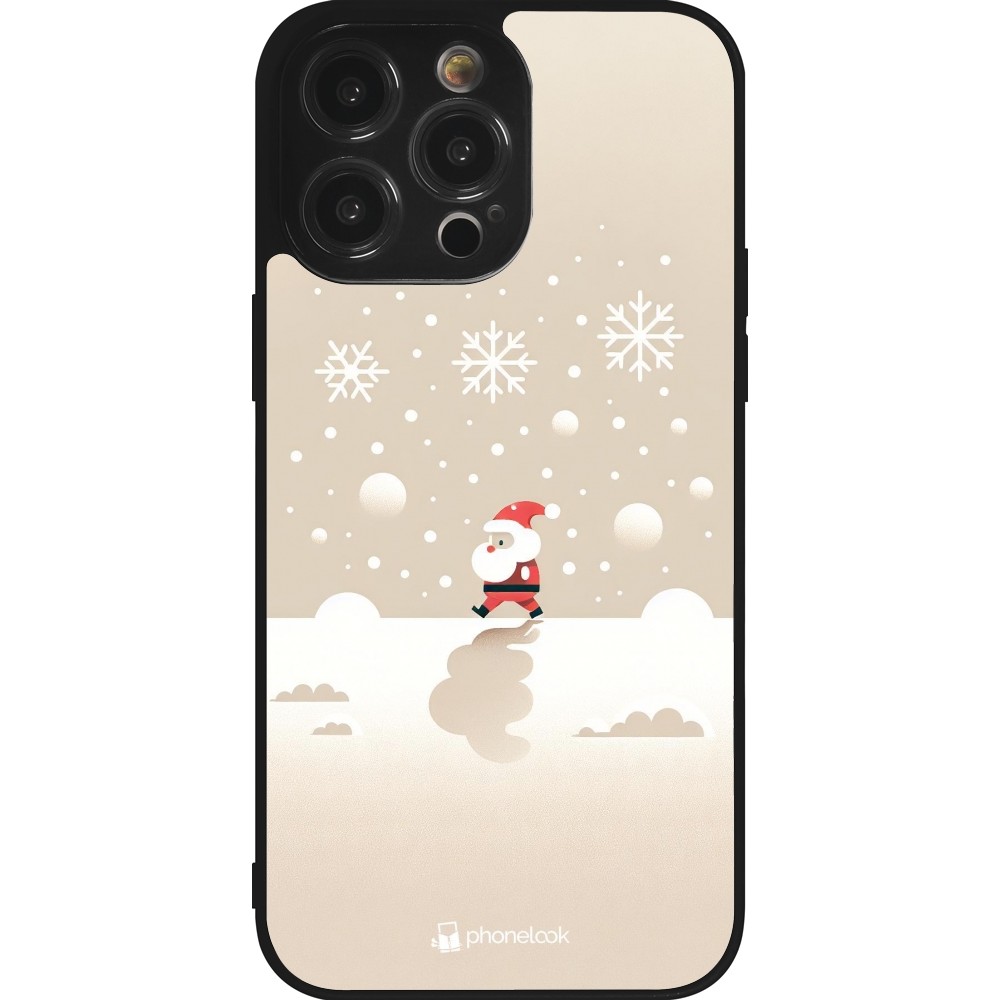 Coque iPhone 14 Pro Max - Silicone rigide noir Noël 2023 Minimalist Santa