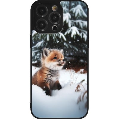 Coque iPhone 14 Pro Max - Silicone rigide noir Noël 2023 Renardeau sapin