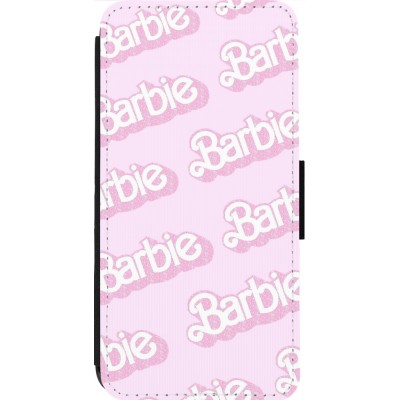 Coque iPhone 14 Pro Max - Wallet noir Barbie light pink pattern