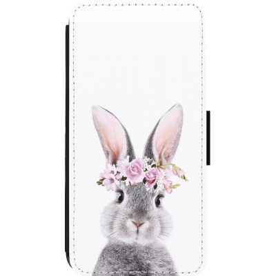 Coque iPhone 14 Pro Max - Wallet noir Easter 2023 flower bunny