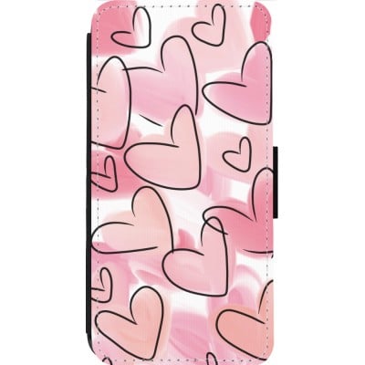 Coque iPhone 14 Pro Max - Wallet noir Easter 2023 pink hearts