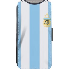 Coque iPhone 14 Pro Max - Wallet noir Maillot de football Argentine 2022 personnalisable