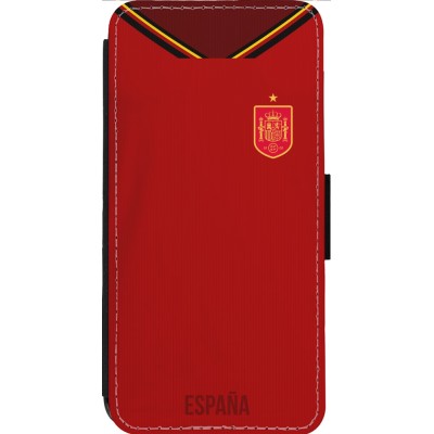 Coque iPhone 14 Pro Max - Wallet noir Maillot de football Espagne 2022 personnalisable