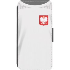 Coque iPhone 14 Pro Max - Wallet noir Maillot de football Pologne 2022 personnalisable