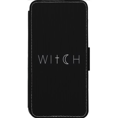 Coque iPhone 14 Pro Max - Wallet noir Halloween 22 witch word