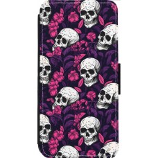 Coque iPhone 14 Pro Max - Wallet noir Halloween 2024 romantic skulls