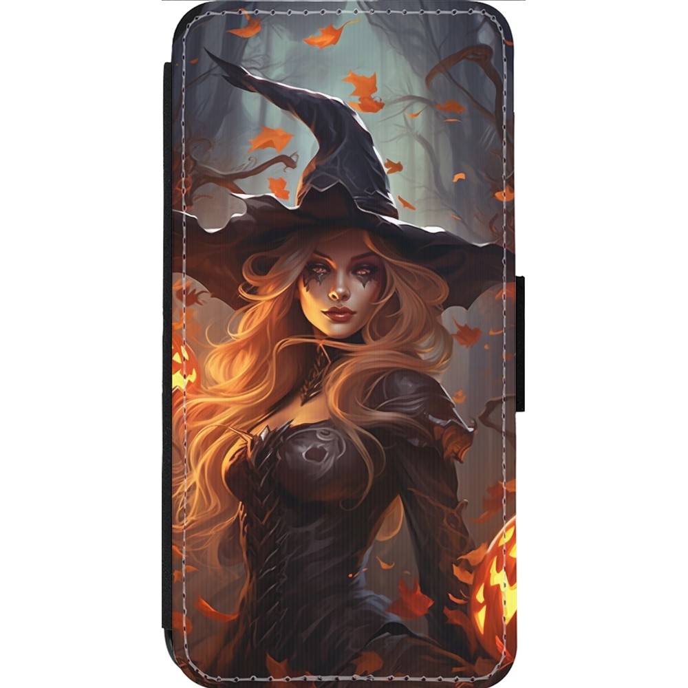 Coque iPhone 14 Pro Max - Wallet noir Halloween 2024 sexy witch