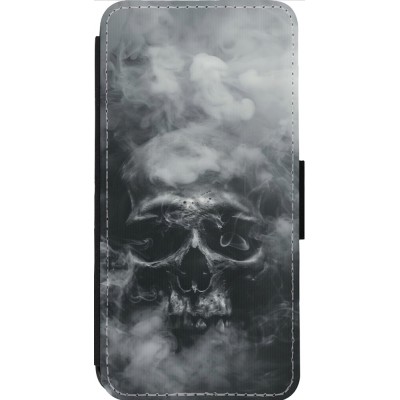 Coque iPhone 14 Pro Max - Wallet noir Halloween 2024 smoky skull