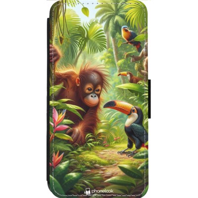 Coque iPhone 14 Pro Max - Wallet noir Jungle Tropicale Tayrona