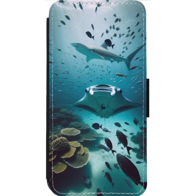 Coque iPhone 14 Pro Max - Wallet noir Manta Lagon Nettoyage