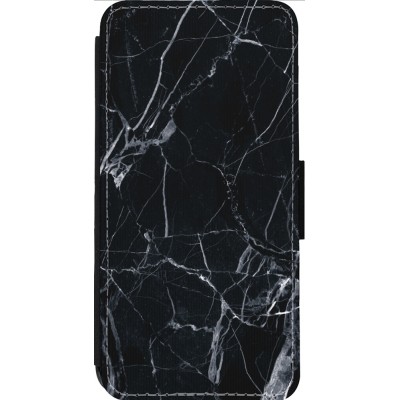 Coque iPhone 14 Pro Max - Wallet noir Marble Black 01