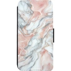 Coque iPhone 14 Pro Max - Wallet noir Marbre Rose Lumineux