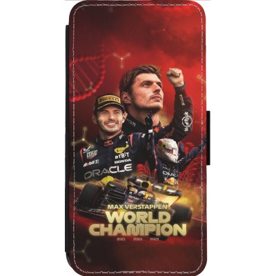 Coque iPhone 14 Pro Max - Wallet noir Max Verstappen Champion 2023