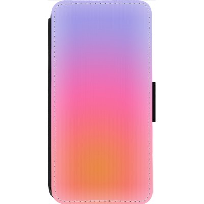 Coque iPhone 14 Pro Max - Wallet noir Orange Pink Blue Gradient