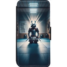 Coque iPhone 14 Pro Max - Wallet noir Samouraï en prière