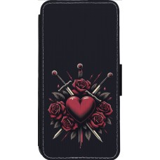 Coque iPhone 14 Pro Max - Wallet noir Valentine 2024 gothic love