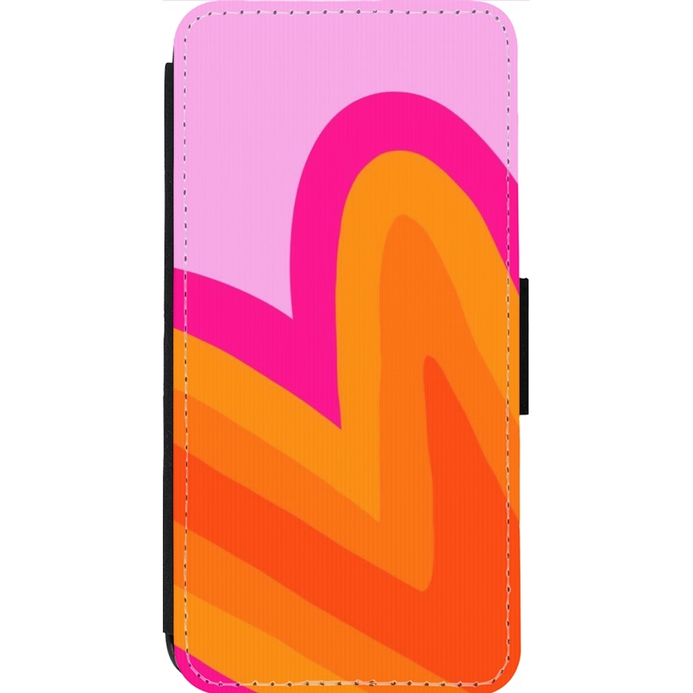 Coque iPhone 14 Pro Max - Wallet noir Valentine 2024 heart gradient