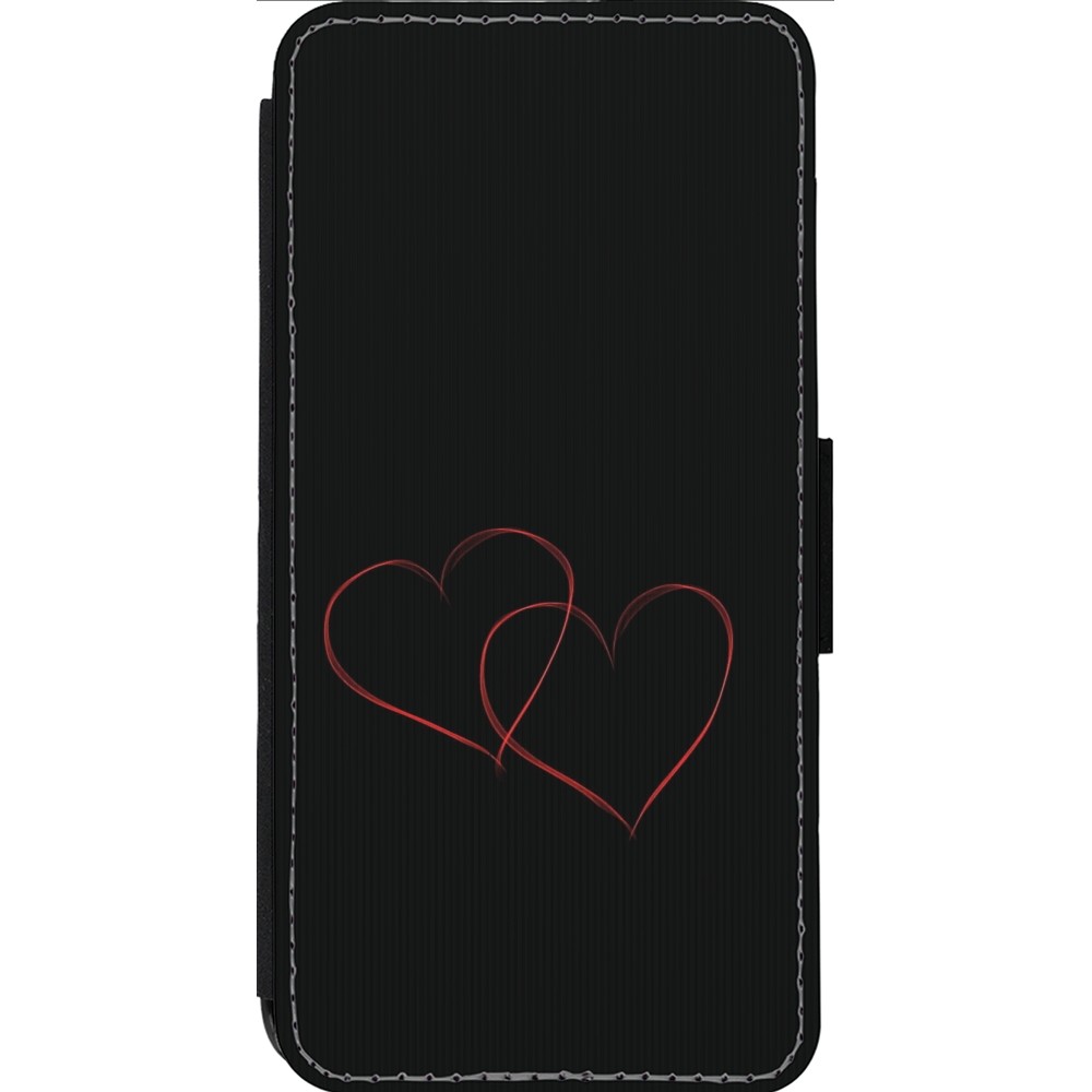 Coque iPhone 14 Pro Max - Wallet noir Valentine 2023 attached heart