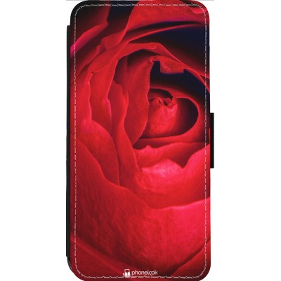 Coque iPhone 14 Pro Max - Wallet noir Valentine 2022 Rose