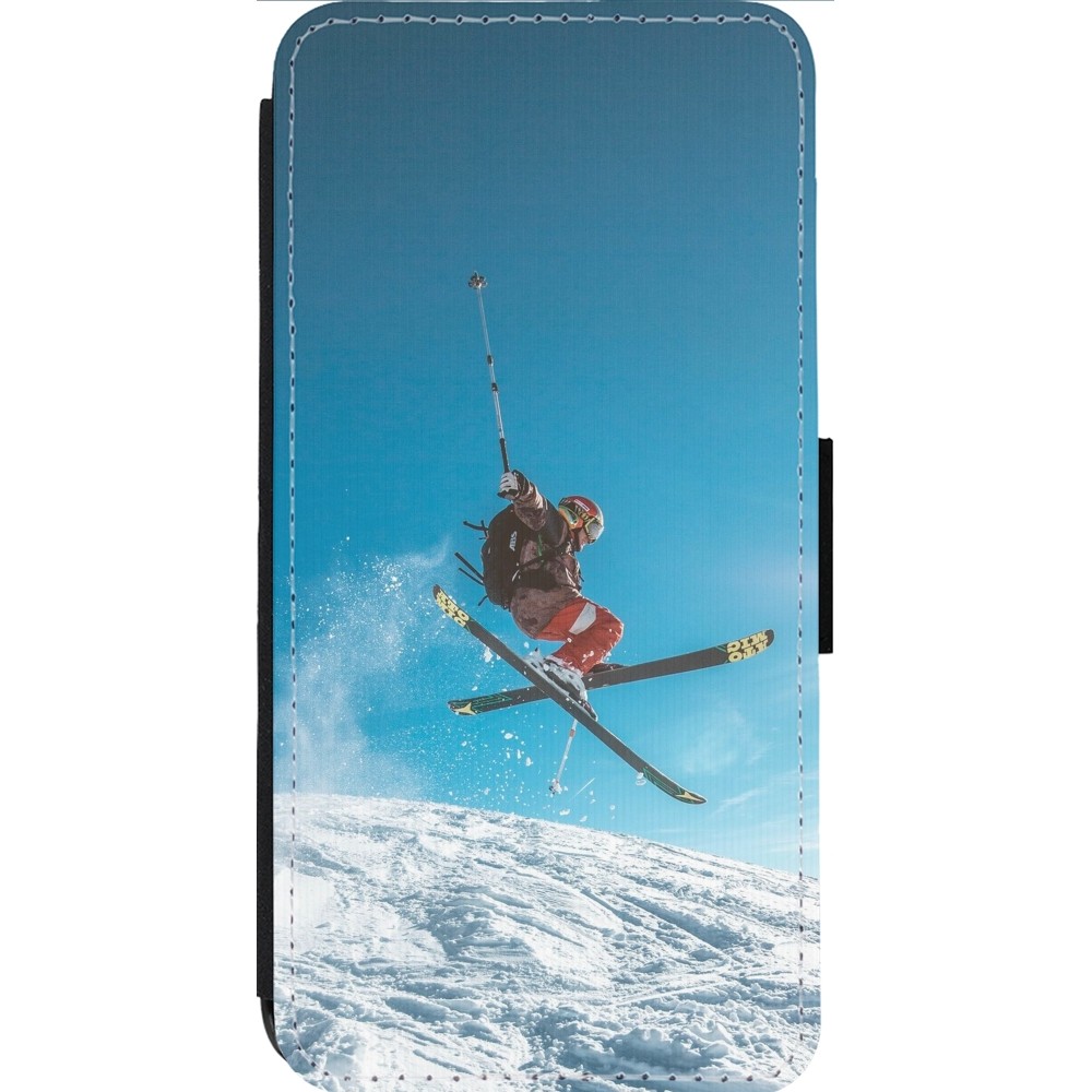 Coque iPhone 14 Pro Max - Wallet noir Winter 22 Ski Jump