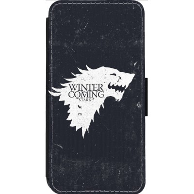 Coque iPhone 14 Pro Max - Wallet noir Winter is coming Stark