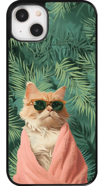 Coque iPhone 14 Plus - Cat Summer Palms