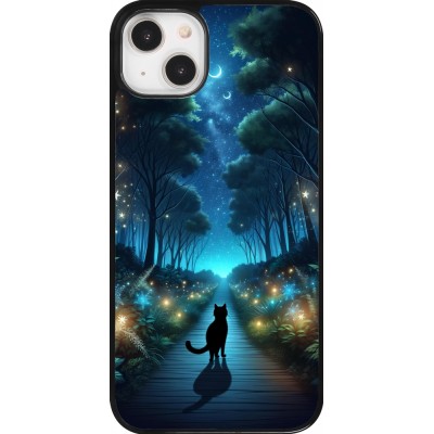 Coque iPhone 14 Plus - Chat noir promenade