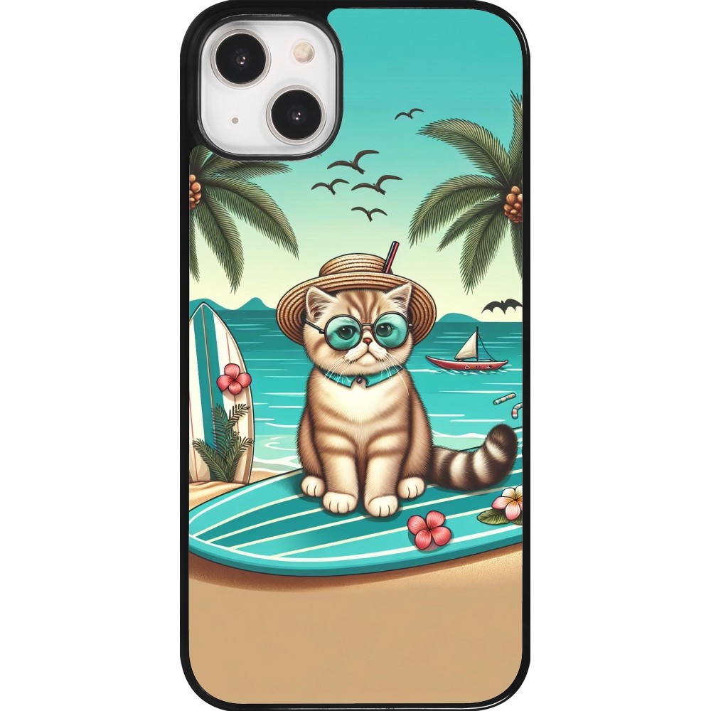 Coque iPhone 14 Plus - Chat Surf Style