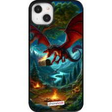 Coque iPhone 14 Plus - Dragon Volant Forêt Trésor