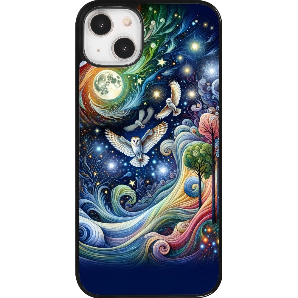 Coque iPhone 14 Plus - hibou volant floral