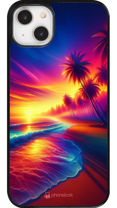 Coque iPhone 14 Plus - Plage coucher soleil flashy