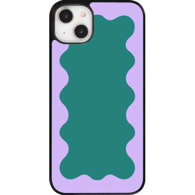 Coque iPhone 14 Plus - Wavy Rectangle Green Purple