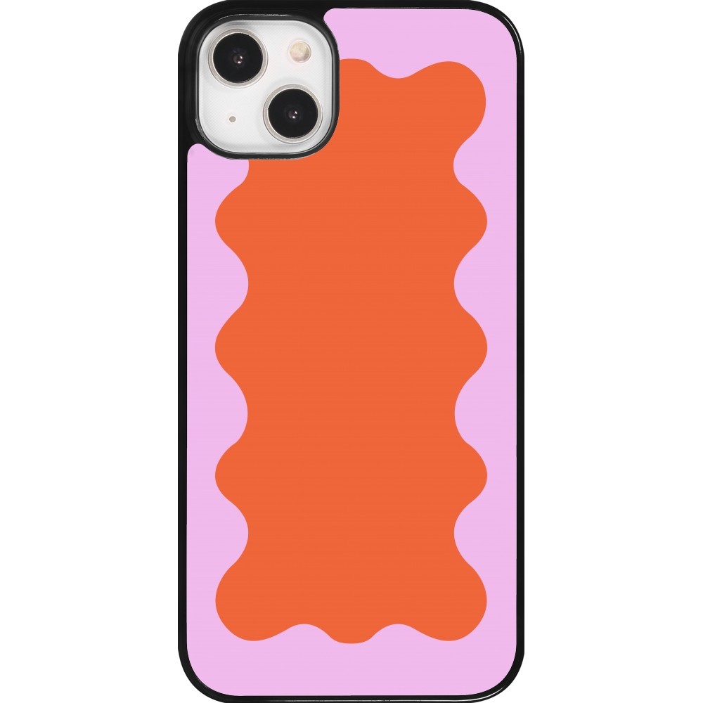 Coque iPhone 14 Plus - Wavy Rectangle Orange Pink