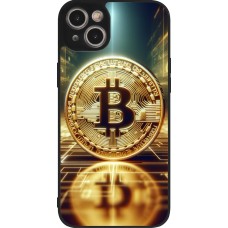 Coque iPhone 14 Plus - Silicone rigide noir Bitcoin Standing