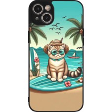 Coque iPhone 14 Plus - Silicone rigide noir Chat Surf Style