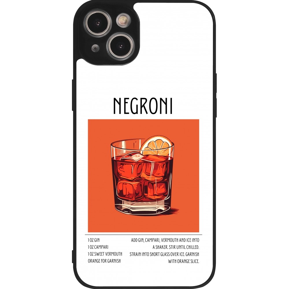 Coque iPhone 14 Plus - Silicone rigide noir Cocktail recette Negroni