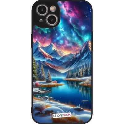 Coque iPhone 14 Plus - Silicone rigide noir Fantasy Mountain Lake Sky Stars