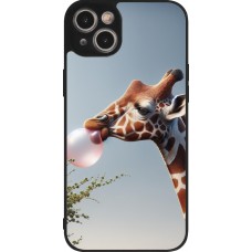 Coque iPhone 14 Plus - Silicone rigide noir Girafe à bulle